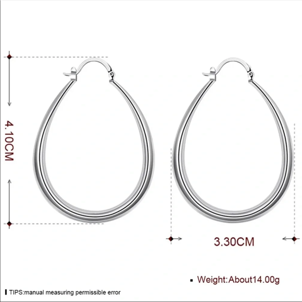 New 925 Silver Smooth Circle 41mm Hoop Earrings